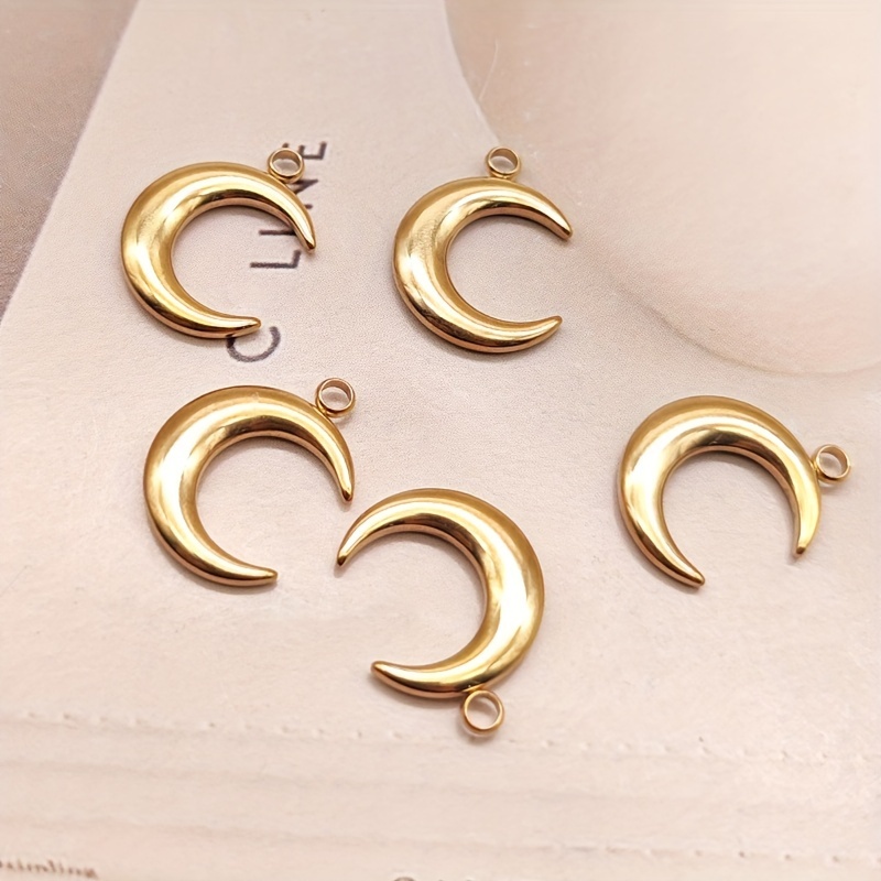 5pcs Stainless Steel Moon Pendants DIY Jewelry Set